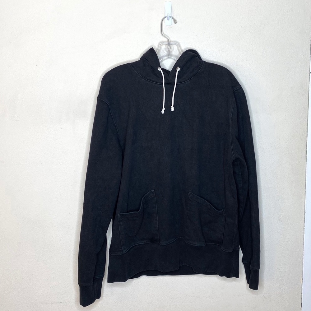 J Crew x Wallace & Barnes Hooded Heavyweight Sweatshirt Slim Hoodie Black